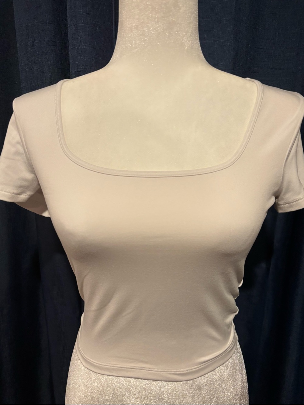 Hollister Square-Neck Short Sleeve Top in Light Beige